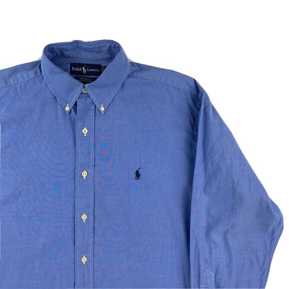 Ralph Lauren Yarmouth Shirt Men's 15 1/2 Blue Cotton Button Down  Long Sleeve - Picture 3 of 16